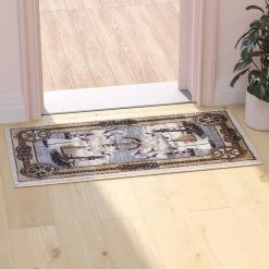 Best deal ???? Flash Furniture Edmund Collection Nautical Themed Area Rug With Jute Backing For Living Room, Bedroom, Entryway ⌛