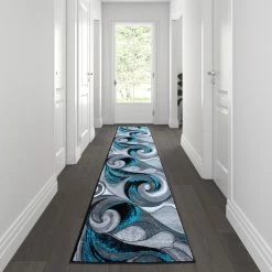 Buy ???? Flash Furniture Tellus Collection Olefin Ocean Waves Pattern Area Rug With Jute Backing For Entryway, Living Room, Bedroom ✨