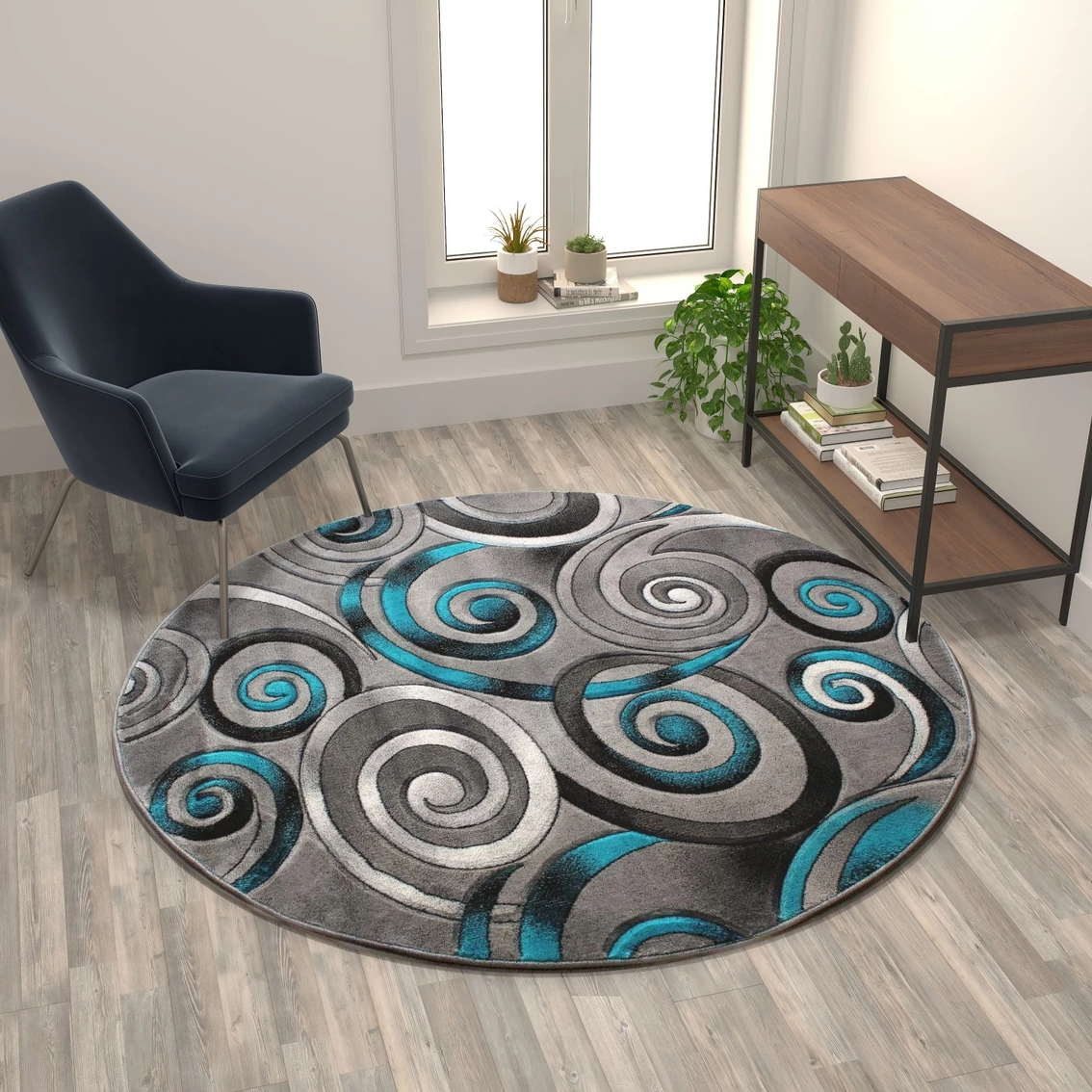 Discount ⌛ Flash Furniture Masie Collection Swirl Olefin Area Rug With Jute Backing - Entryway, Living Room, Bedroom ⭐ 4 Discount ⌛ Flash Furniture Masie Collection Swirl Olefin Area Rug With Jute Backing - Entryway, Living Room, Bedroom ⭐ - Image 2