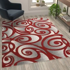 Best Sale ???? Flash Furniture Willow Collection Modern High-Low Pile Swirled Area Rug - Olefin Accent Rug - Entryway, Bedroom, Living Room ????