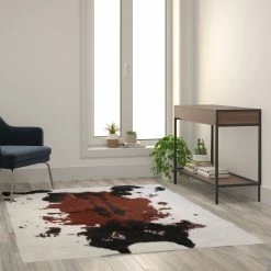 Best reviews of ???? Flash Furniture Barstow Collection Faux Cowhide Print Area Rug With Polyester Backing For Living Room, Bedroom, Entryway ????