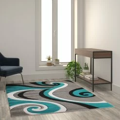 Coupon ✨ Flash Furniture Athos Collection Abstract Area Rug - Olefin Rug With Jute Backing - Hallway, Entryway, Living Room Or Bedroom ????