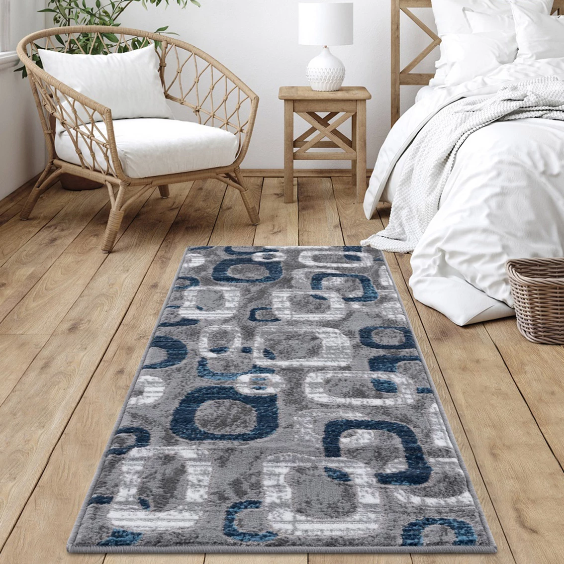 Buy ✨ L'Baiet Emberly Blue Geometric Runner Rug ???? 3 Buy ✨ L'Baiet Emberly Blue Geometric Runner Rug ????