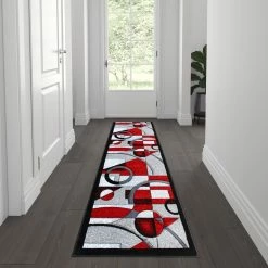 Budget ???? Flash Furniture Elias Collection Geometric Abstract Area Rug - Olefin Rug With Jute Backing - Hallway, Entryway, Or Bedroom ????