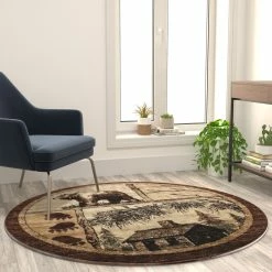 Budget ⭐ Flash Furniture Vale Collection Rustic Wildlife Themed Area Rug - Olefin Rug With Jute Backing - Entryway, Living Room, Or Bedroom ????