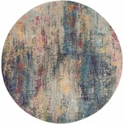 Cheapest ???? Nourison Celestial CES16 MULTI 4 Ft X Round Abstract Rug ⭐