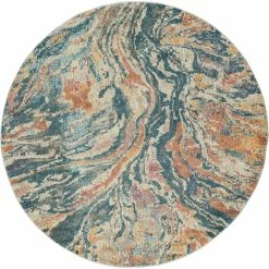 Mohawk Home Shop 9 Hot Sale ???? Kaleen Dasha Mulit Colored 6 Ft. 7 In. Round Rug ????