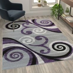 Cheapest ✔️ Flash Furniture Valli Collection Modern Abstract Pattern Area Rug - Olefin Rug With Jute Backing For Hallway, Entryway, Bedroom, Living Room ????