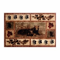 Outlet ???? Flash Furniture Vassa Collection ???? Mother Bear & Cubs Nature Themed Olefin Area Rug With Jute Backing For Entryway, Living Room, Bedroom ✨ -Mohawk Home Shop unnamed file 63