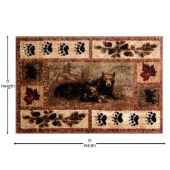 Outlet ???? Flash Furniture Vassa Collection ???? Mother Bear & Cubs Nature Themed Olefin Area Rug With Jute Backing For Entryway, Living Room, Bedroom ✨ -Mohawk Home Shop unnamed file 65