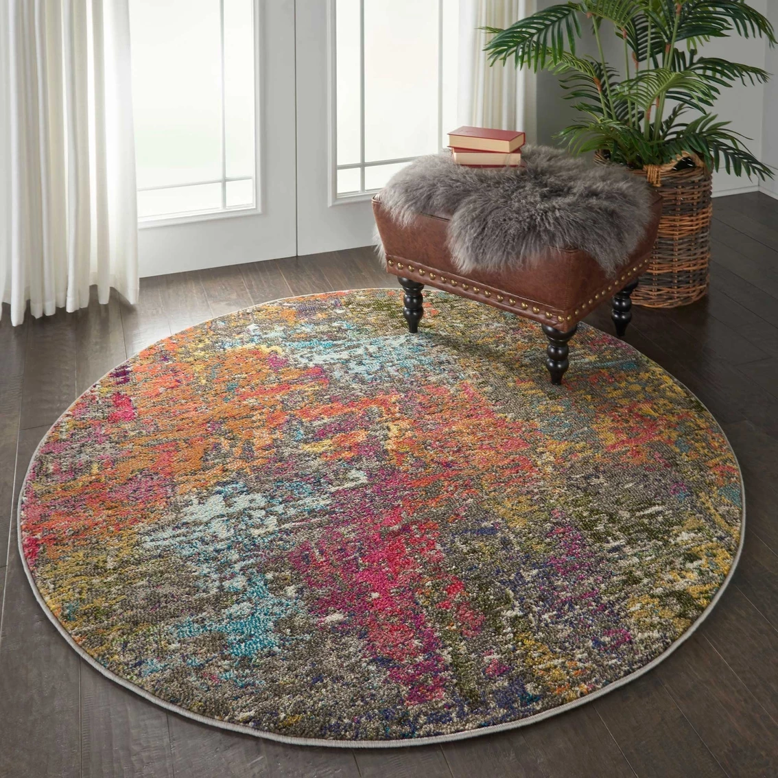 New ⌛ Nourison Celestial Multicolor Round Abstract Rug ???? 6 New ⌛ Nourison Celestial Multicolor Round Abstract Rug ???? - Image 4